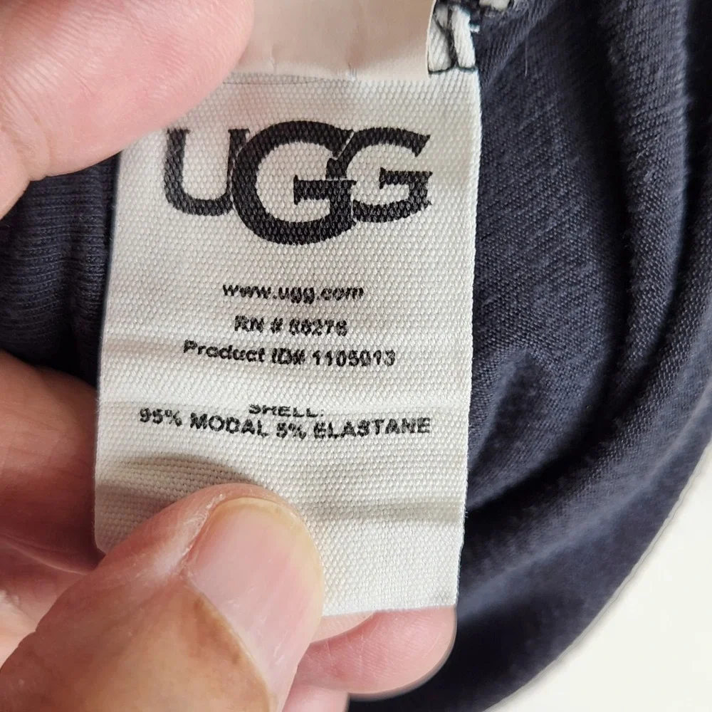 Ugg Lenon Pajama Top Small Black‎ Modal Blend Jersey Knit Womens Long Sleeve